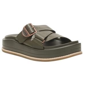 Chaco Townes Leather Slide In Olive Green